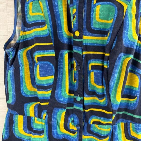 Boden Iris Geometric Sleeveless Button Front Midi Dress - Picture 4 of 7